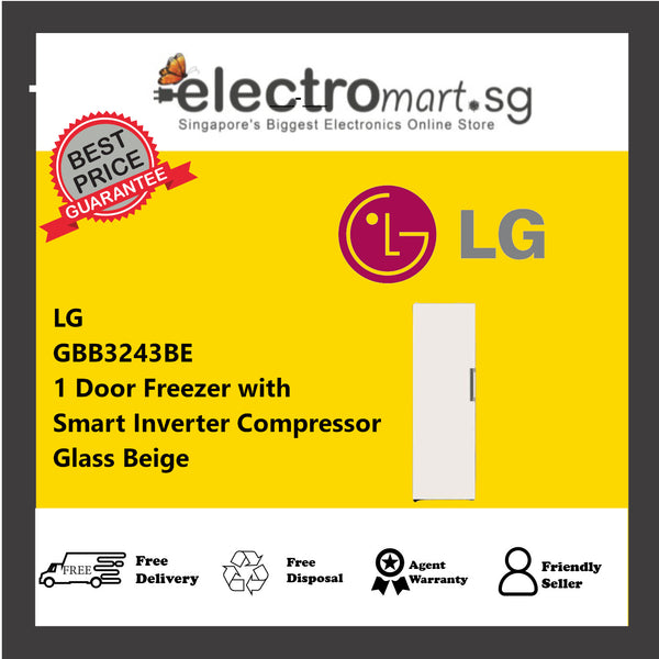 LG GBB3243BE 1 Door Freezer with Smart Inverter Compressor Glass Beige