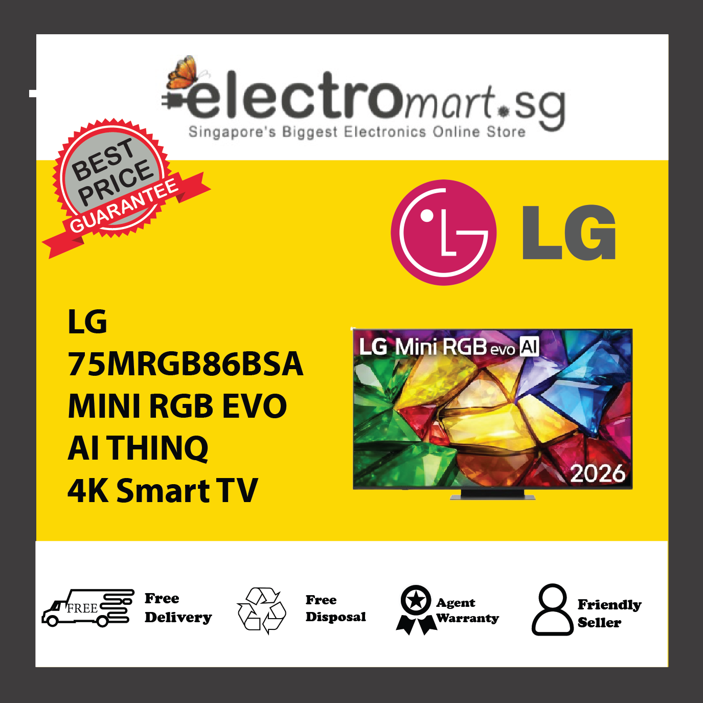 LG 75MRGB86BSA MINI RGB EVO AI THINQ 4K Smart TV 75inch