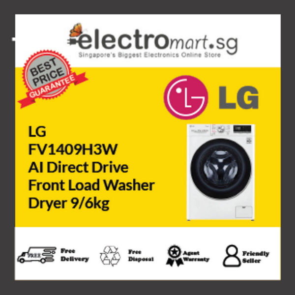 LG FV1409H3W AI Direct Drive  Front Load Washer  Dryer 9/6kg