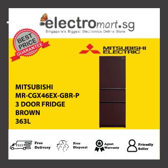 Mitsubishi MR-CGX46EX-GBR-P 363L 3-Door Fridge - Glass Brown