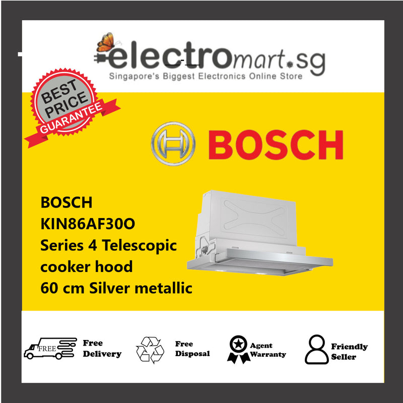 BOSCH KIN86AF30O Series 4 Telescopic cooker hood 60 cm Silver metallic