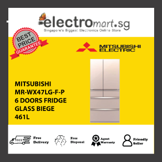 Mitsubishi MR-WX47LG-F-P 461L 6 Door Fridge - Glass Beige