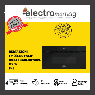 BERTAZZONI FMOD3053WLB1 60X38CM BUILT-IN MICROWAVE OVEN (34L)/(BLACK GLASS MODERN SERIES)