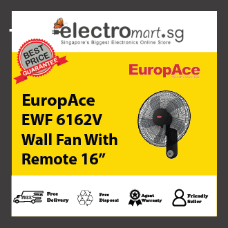 EuropAce EWF6162V  Wall Fan With Remote 16”
