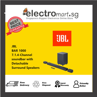 JBL BAR 1000 7.1.4-Channel soundbar with Detachable Surround Speakers,