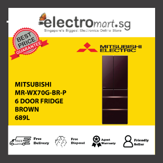 Mitsubishi  MR-WX70G-BR-P 689L 6-Door Fridge - Brown