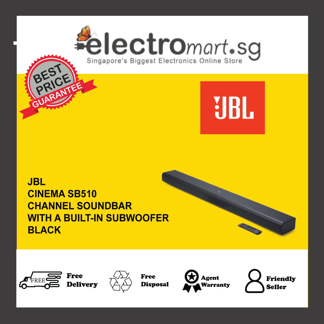 JBL CINEMA SB510 3.1 Channel Soundbar with a Built-in Subwoofer