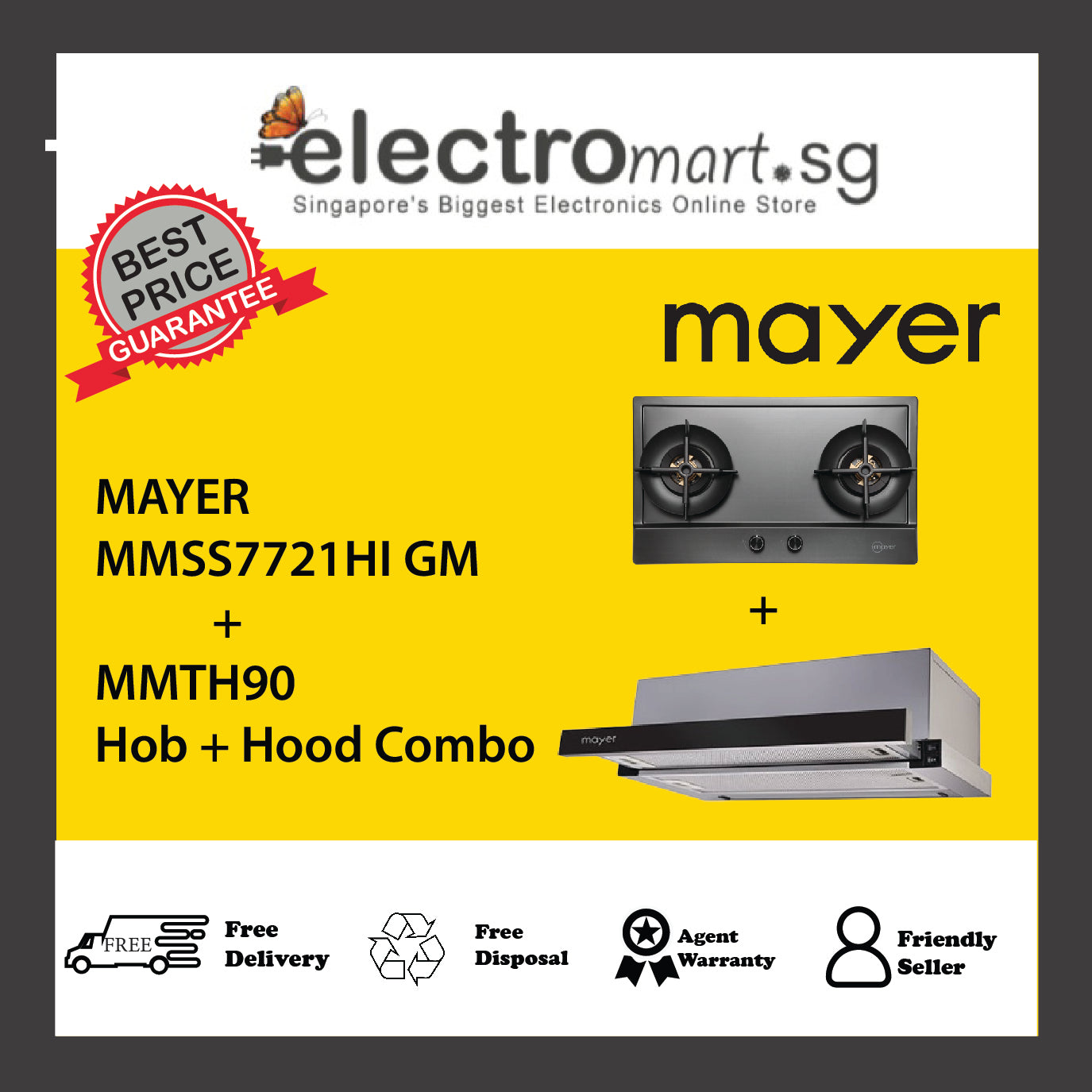 Mayer MMSS7721HI  + MMTH90  Hob + Hood Combo