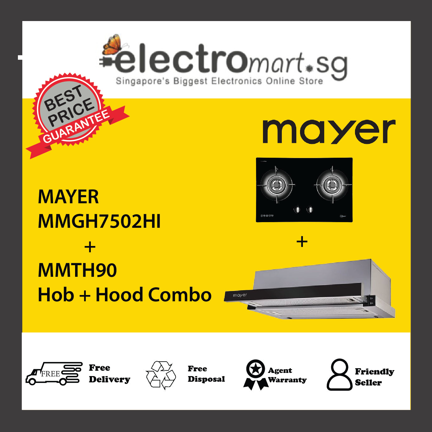 Mayer MMGH7502HI  + MMTH90 Hob + Hood Combo