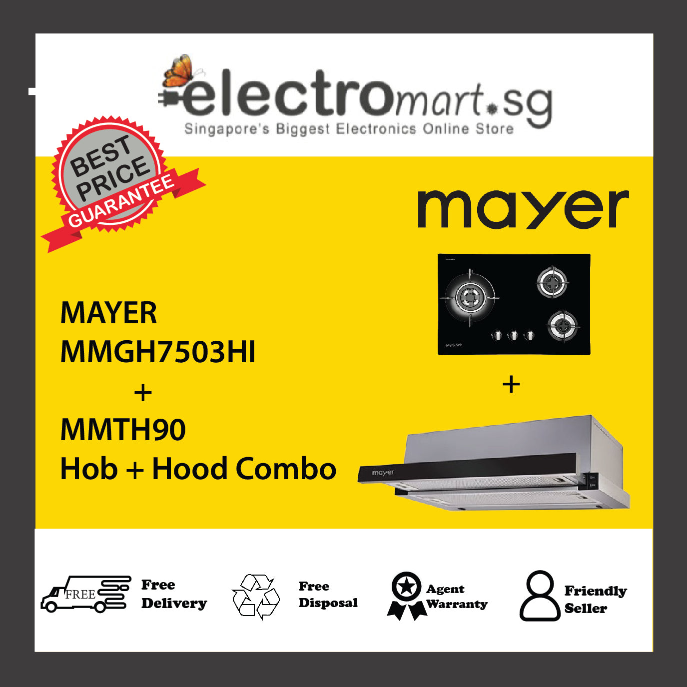 Mayer MMGH7503HI  + MMTH90 Hob + Hood Combo