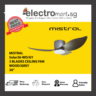 MISTRAL Solar36-WD/GY 36" Solar36 3 Blades Ceiling Fan - Wood/Grey