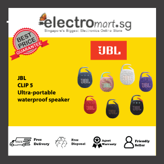 JBL CLIP 5 Ultra-Portable, Waterproof & Dustproof Bluetooth Speaker, Big Pro Sound with Punchy bass, Integrated Carabiner, Up to 12 Hours of Play