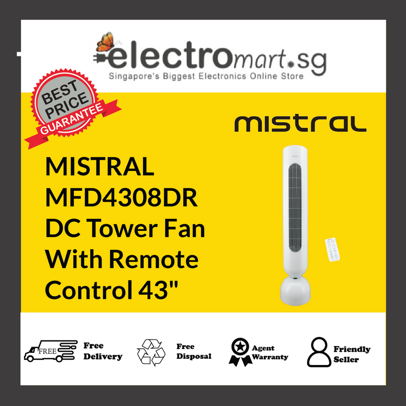 Mistral MFD4308DR 43" DC Tower Fan With Remote Control