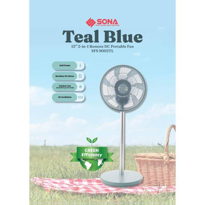 SONA SFS 9002TL 3 -In-1 Remote Portable DC Fan 12"