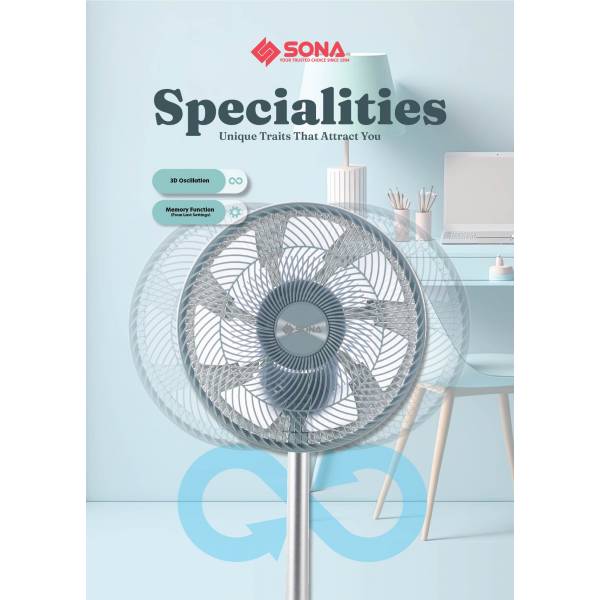 SONA SFS 9002TL 3 -In-1 Remote Portable DC Fan 12"