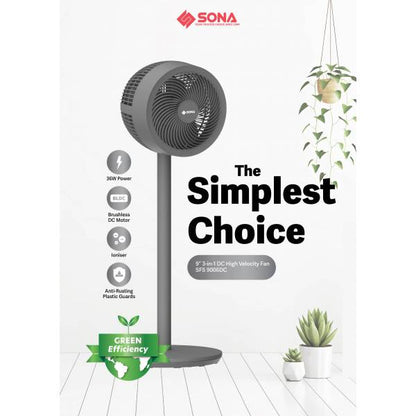 SONA SFS 9006DC 3 -In-1 DC High Velocity Fan 9"