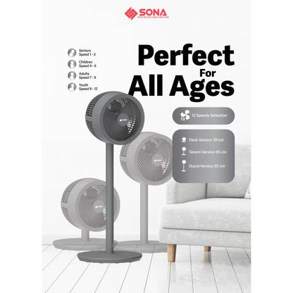 SONA SFS 9006DC 3 -In-1 DC High Velocity Fan 9"