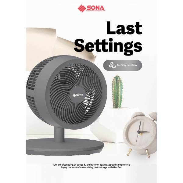 SONA SFS 9006DC 3 -In-1 DC High Velocity Fan 9"