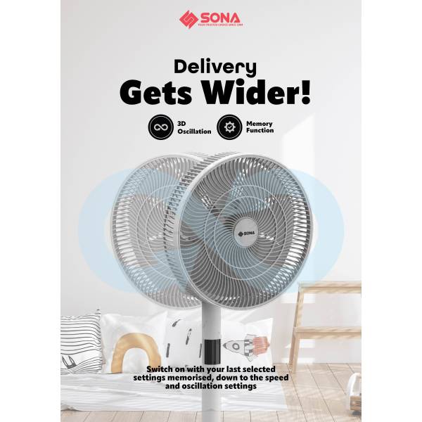 SONA SFS 9009DC 3 -In-1 DC Stand Fan 12"