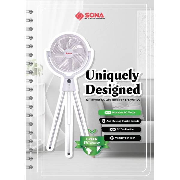 SONA SFS 9011DC Remote DC Quadpod Fan 12"