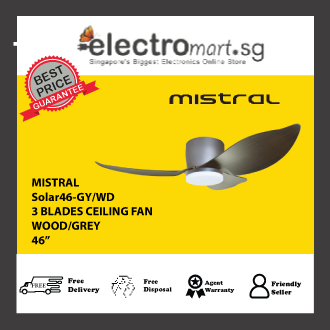 MISTRAL  Solar46-GY/WD 46" Solar46 3 Blades Ceiling Fan - Wood/Grey