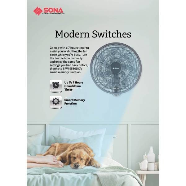 SONA SFW 9586DC Remote DC Wall Fan 18”