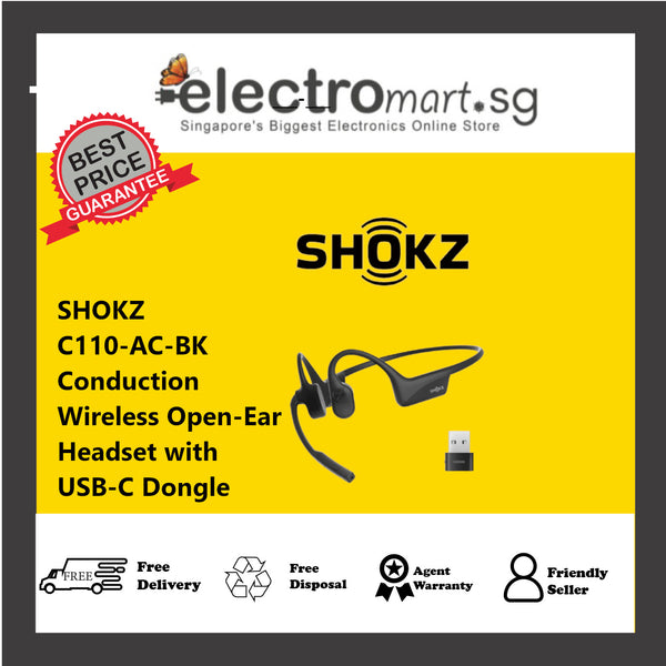 SHOKZ C110-AC-BK Conduction  Wireless Open-Ear Headset with USB-C Dongle