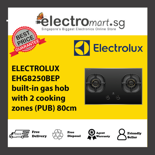 ELECTROLUX EHG8250BEP built-in gas hob with 2 cooking  zones (PUB) 80cm