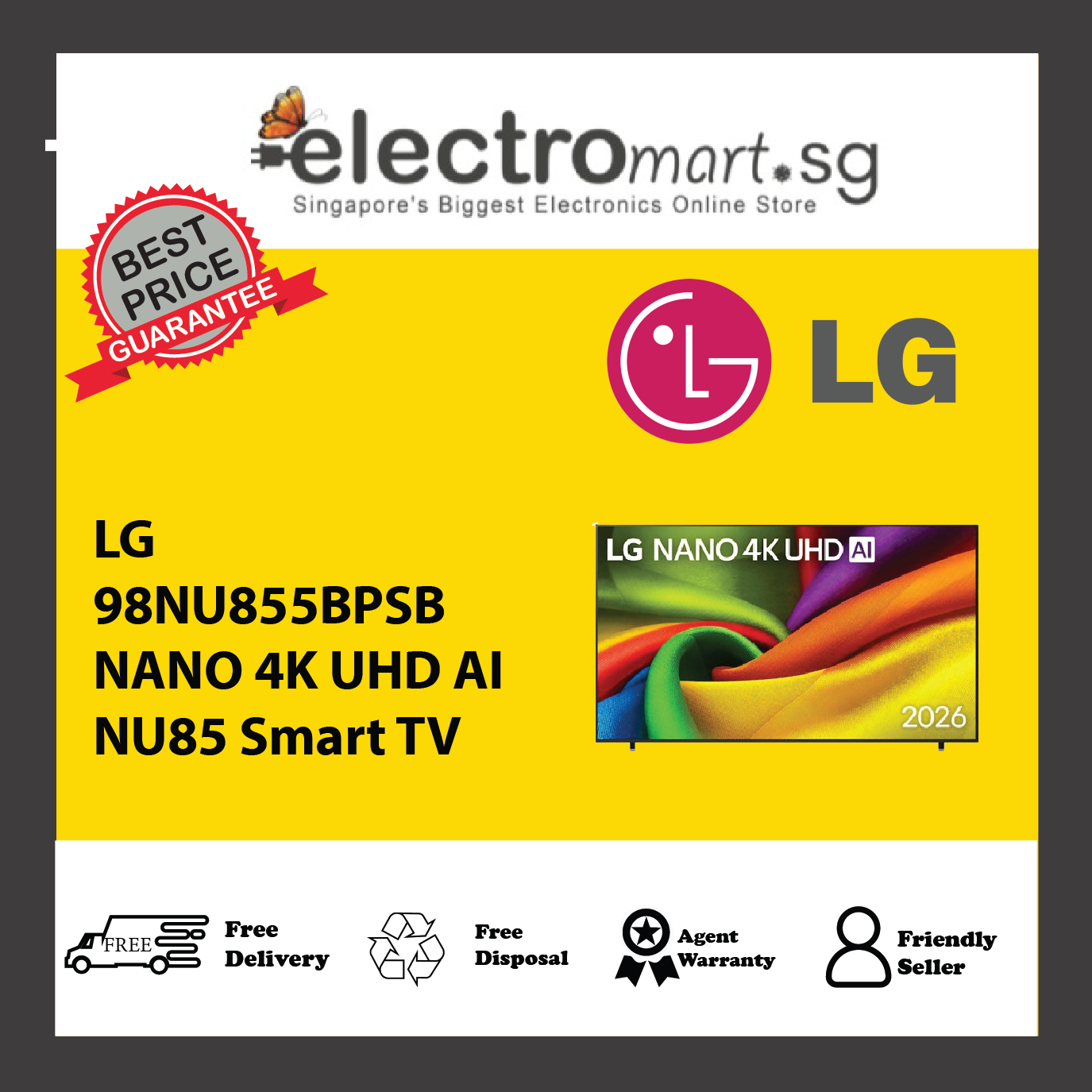 LG 98NU855BPSB NANO 4K UHD AI NU85 Smart TV