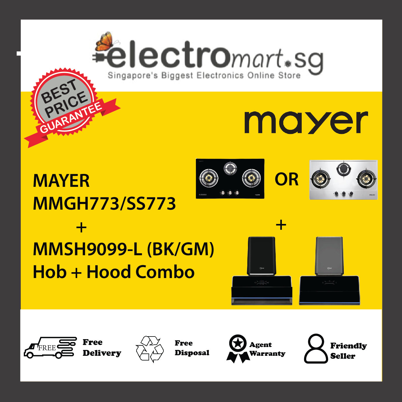 Mayer MMGH773/SS773 + MMSH9099-L (BK/GM) + Hood Combo