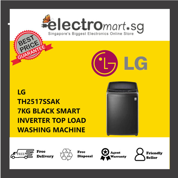 LG TH2517SSAK 7KG BLACK SMART INVERTER TOP LOAD WASHING MACHINE