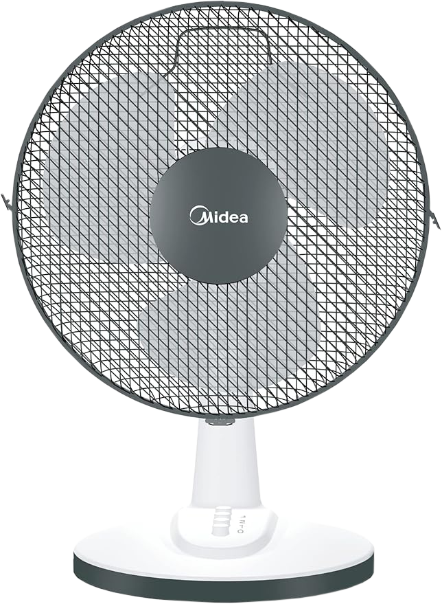 Midea MS1315BW 12 Inches Table Fan with 3 Speeds Levels, White