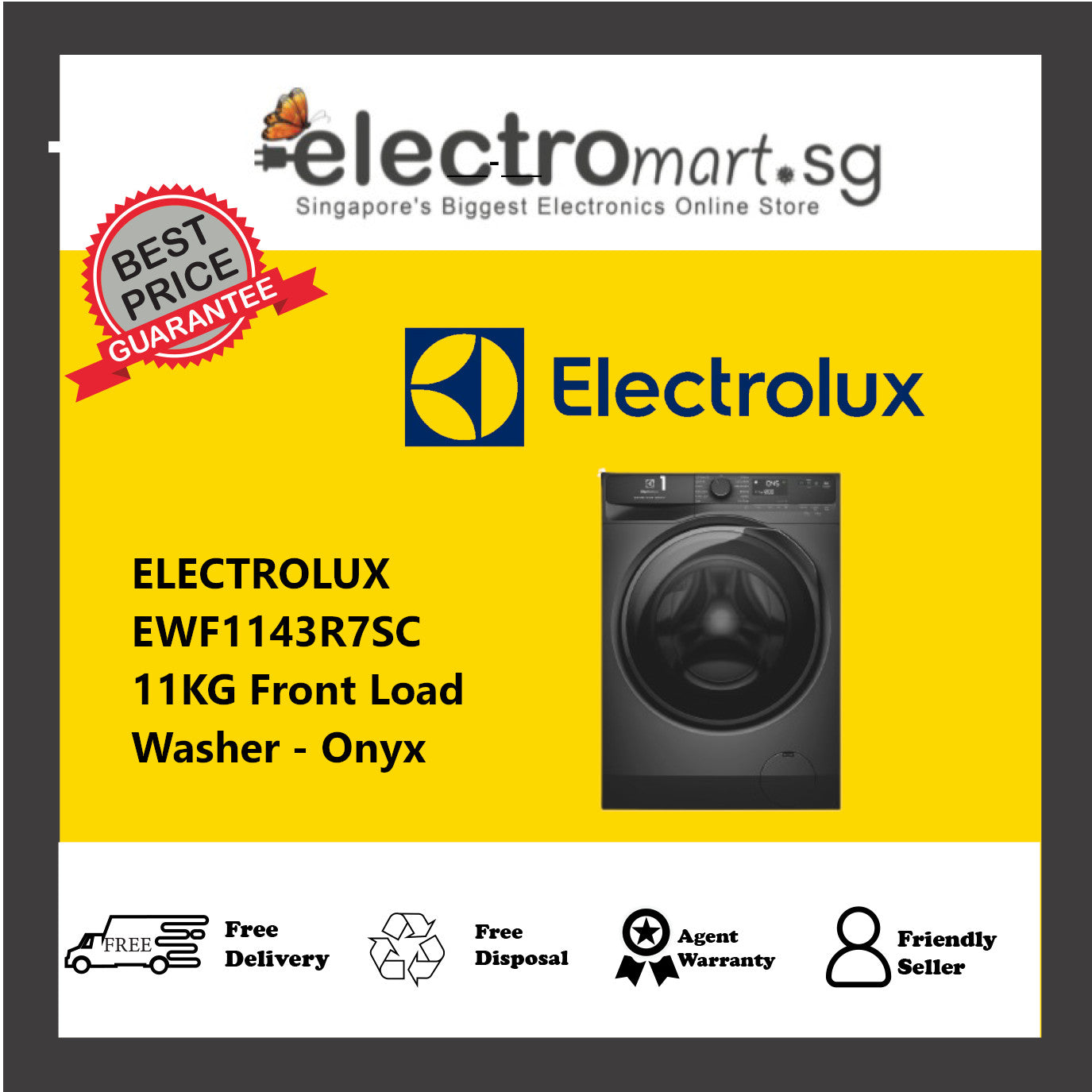 ELECTROLUX EWF1143R7SC  11KG Front Load Washer - Onyx