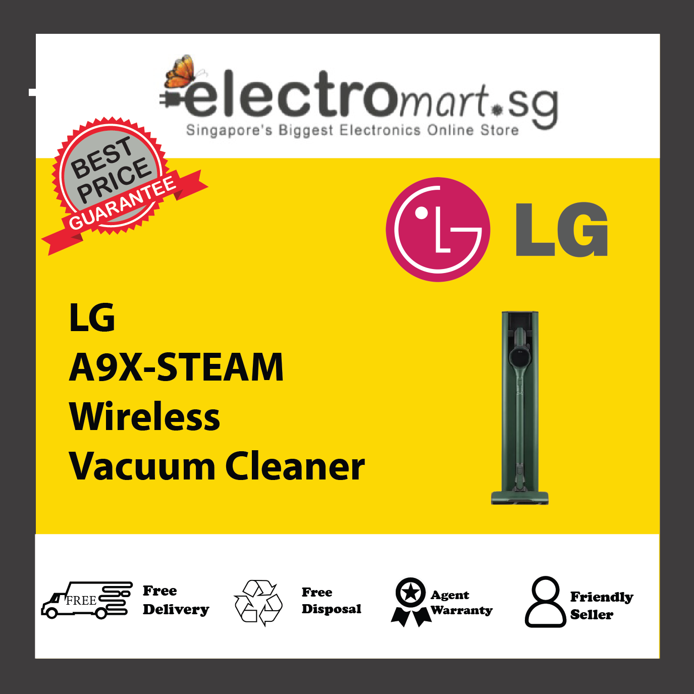 LG A9X-STEAM CordZero™ Handstick Vacuum Cleaner with Steam Mop