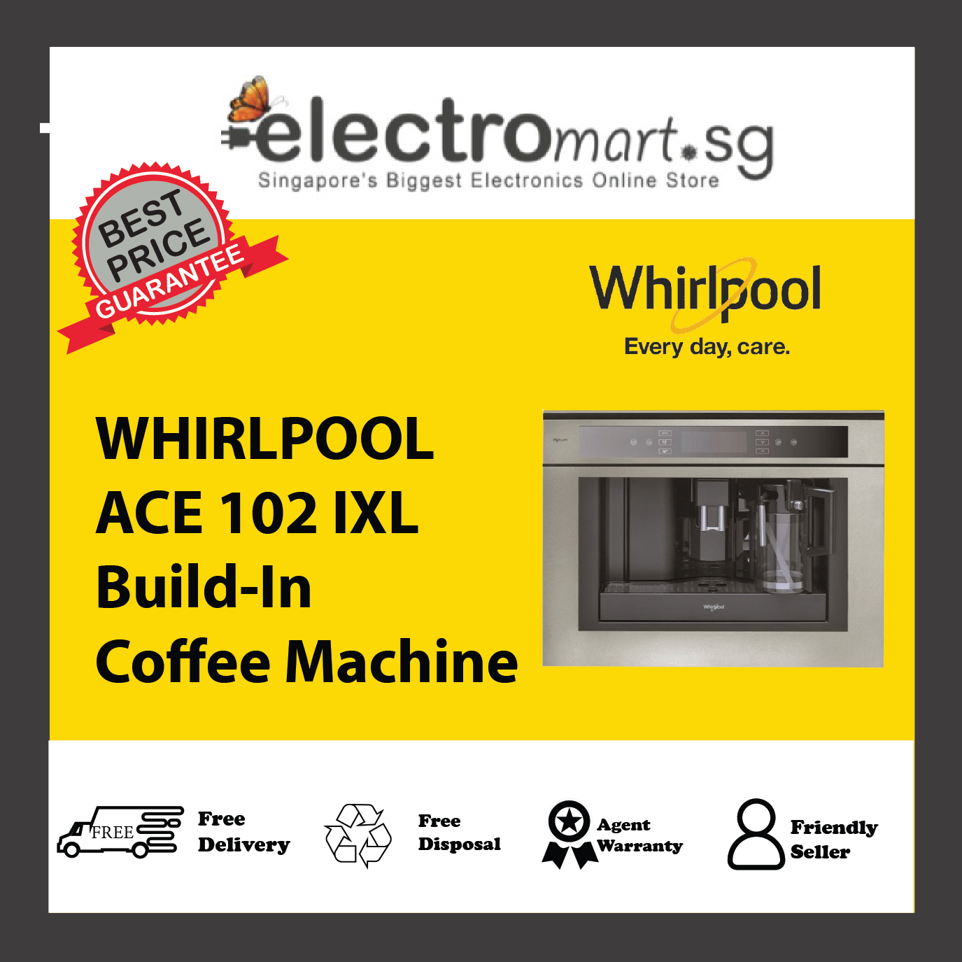 WHIRLPOOL ACE 102 IXL Fully Automatic Built‑In Coffee Machine