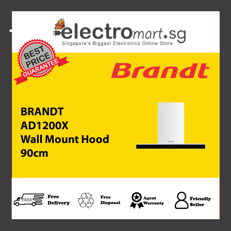 BRANDT AD1200X Wall Mount Hood 90cm