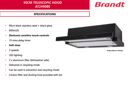 BRANDT AT2490BE Telescopic Hood 90cm