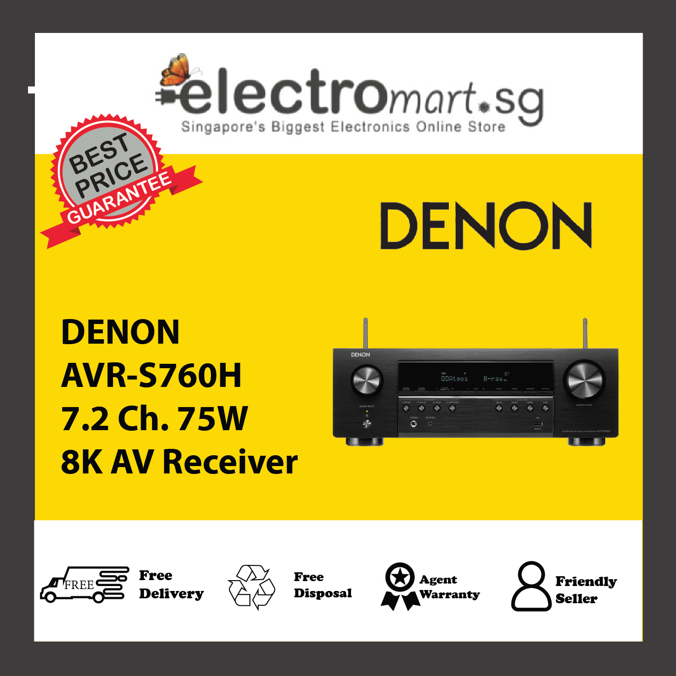 DENON AVR-S760H 7.2 Ch. 75W 8K AV Receiver