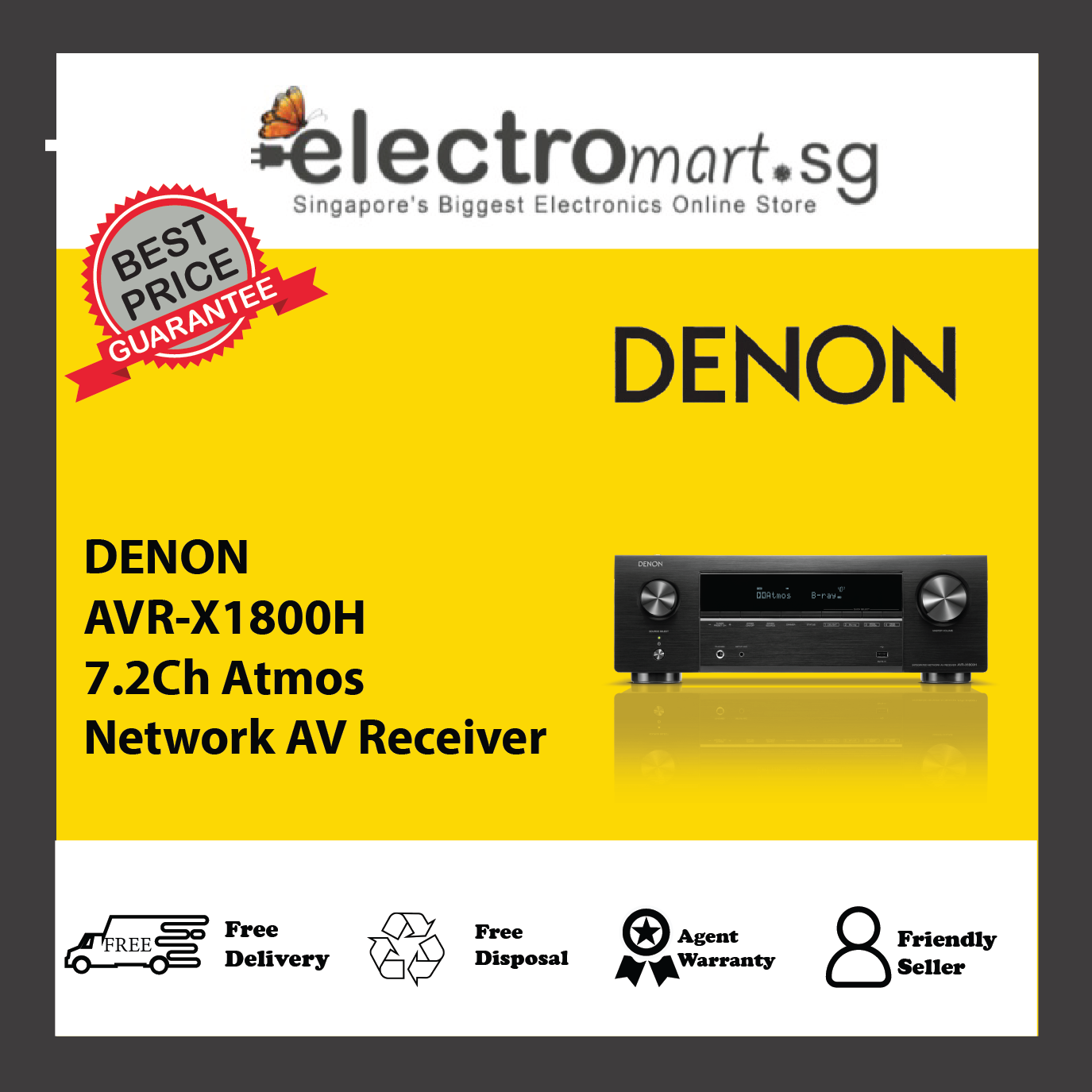 DENON AVR-X1800H 7.2Ch Atmos Network AV Receiver