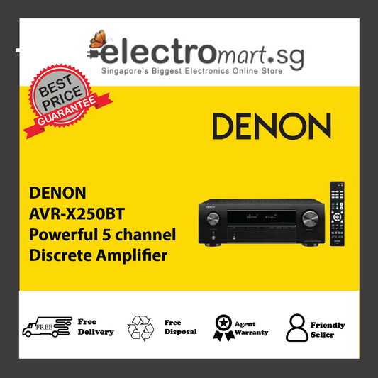 DENON AVR-X250BT Powerful 5 channel Discrete Amplifier