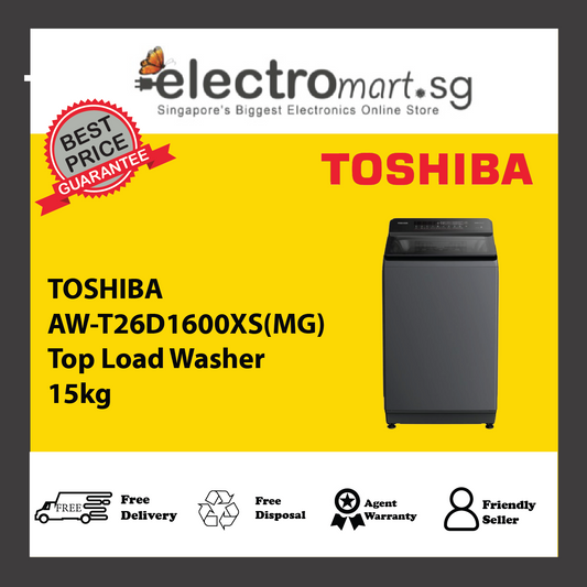 TOSHIBA AW-T26D1600XS(MG) Top Load Washer 15kg