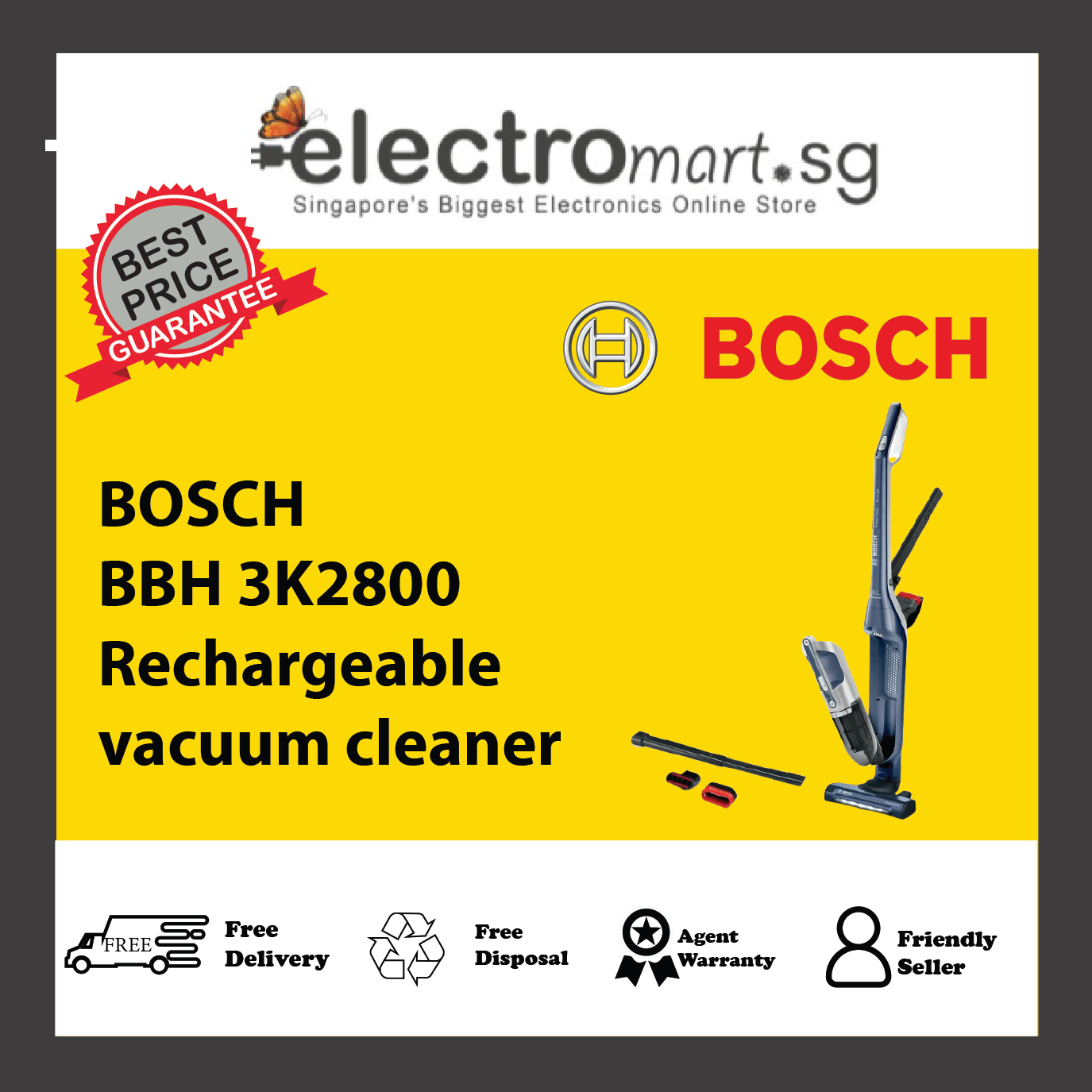 BOSCH BBH 3K2800 Series 4 Rechargeable vacuum cleaner Flexxo Gen2 28Vmax Blue