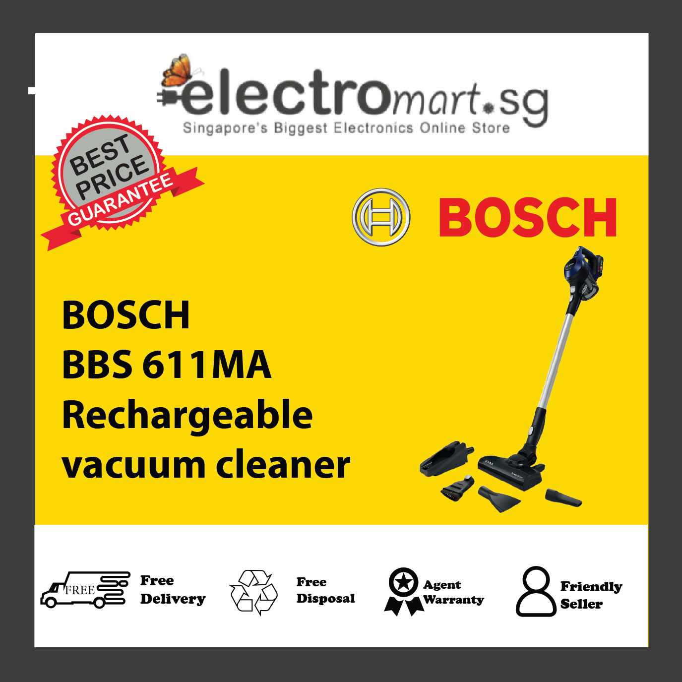 BOSCH BBS 611MA Rechargeable vacuum cleaner Unlimited 6 Blue