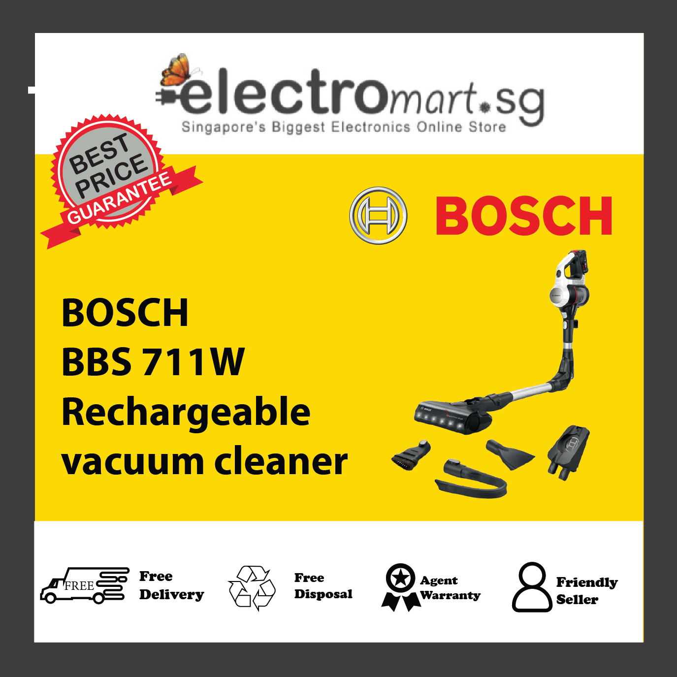 BOSCH BBS 711W Rechargeable vacuum cleaner Unlimited 7 White
