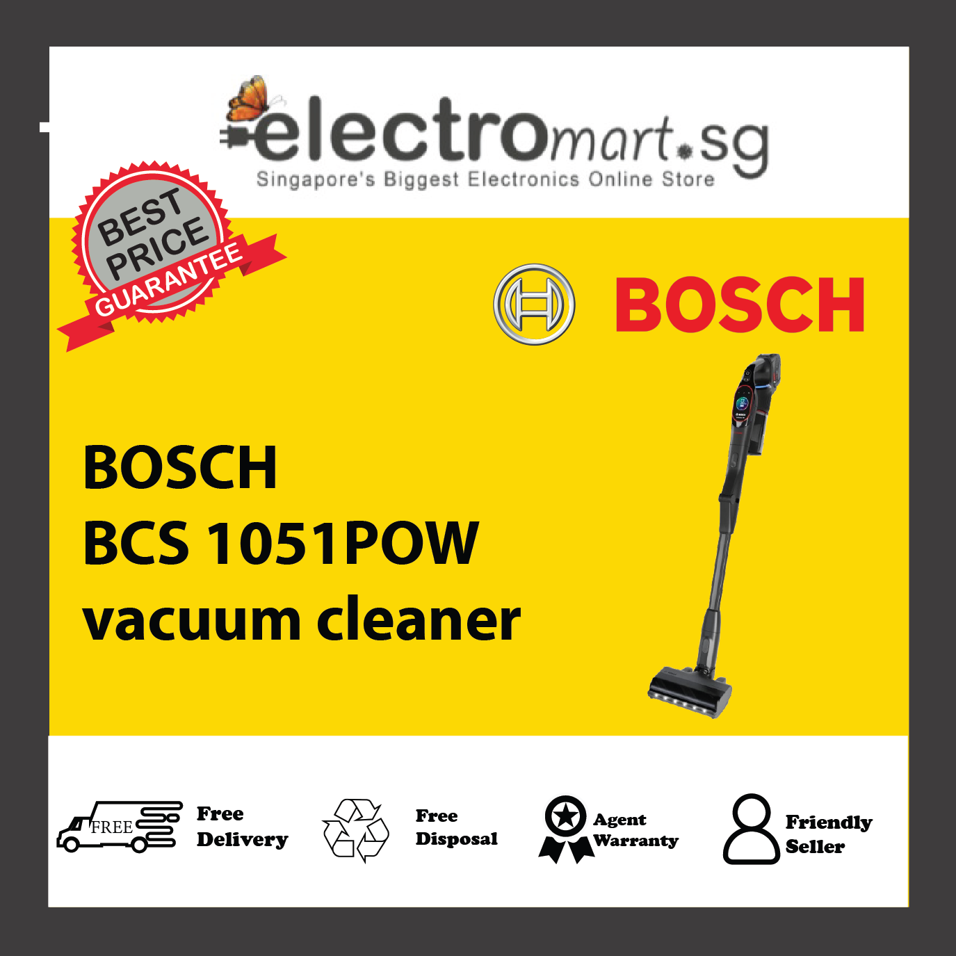 BOSCH BCS 1051POW Rechargeable vacuum cleaner Unlimited 10 ProPower Black