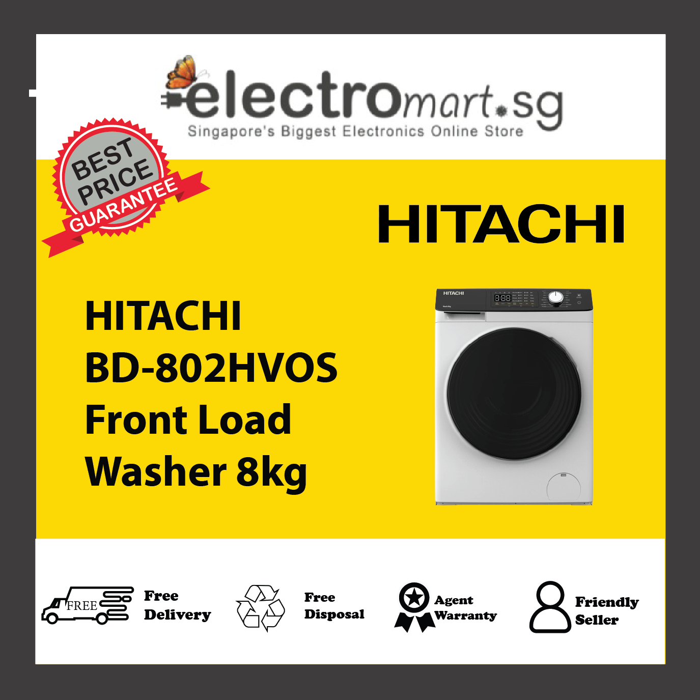 HITACHI BD-802HVOS Front Load Washer 8kg