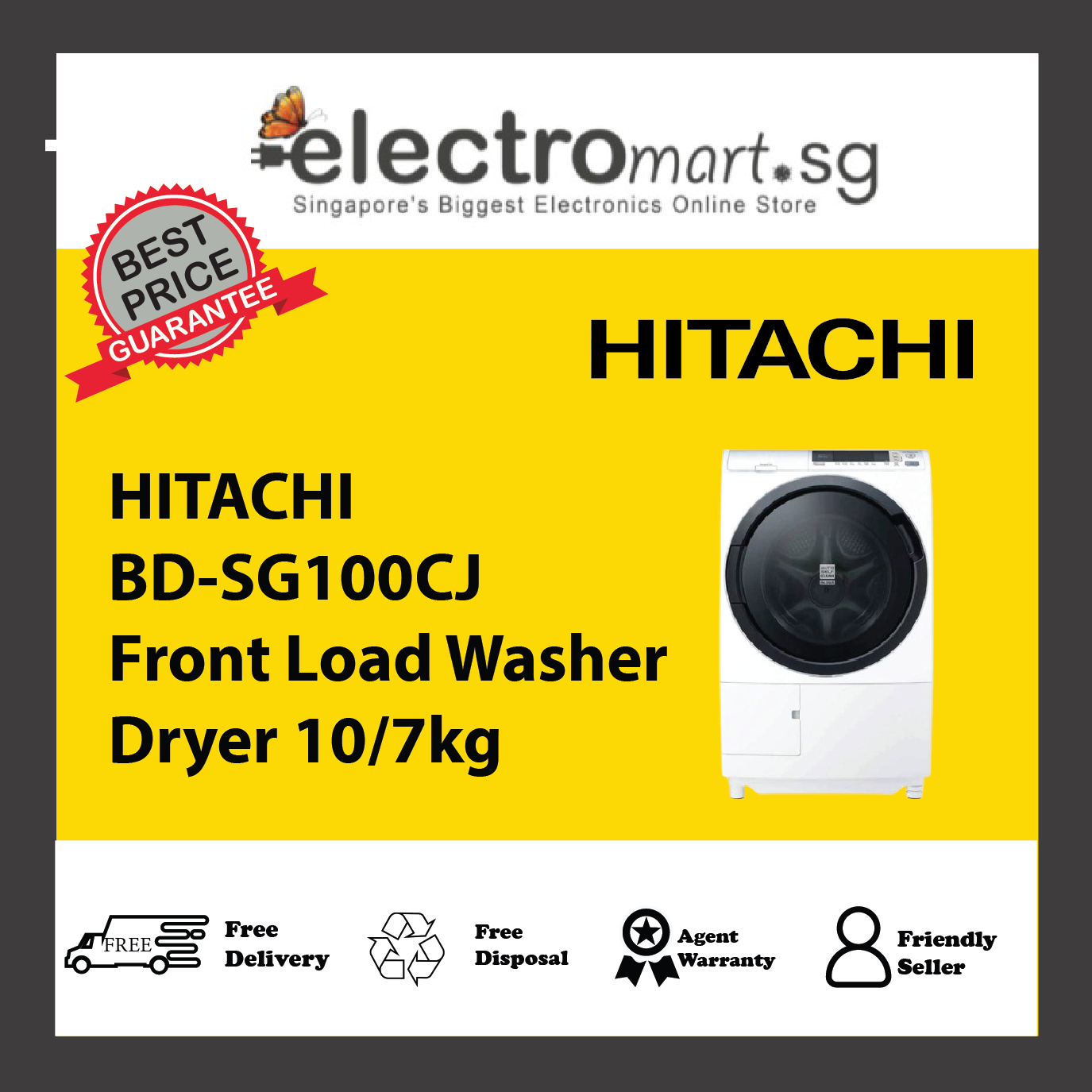 HITACHI BD-SG100CJ Front Load Washer Dryer 10/7kg