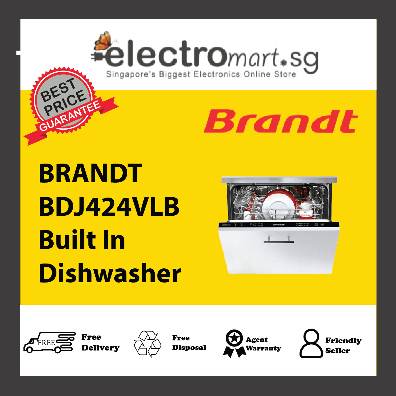 BRANDT BDJ424VLB Built In Dishwasher