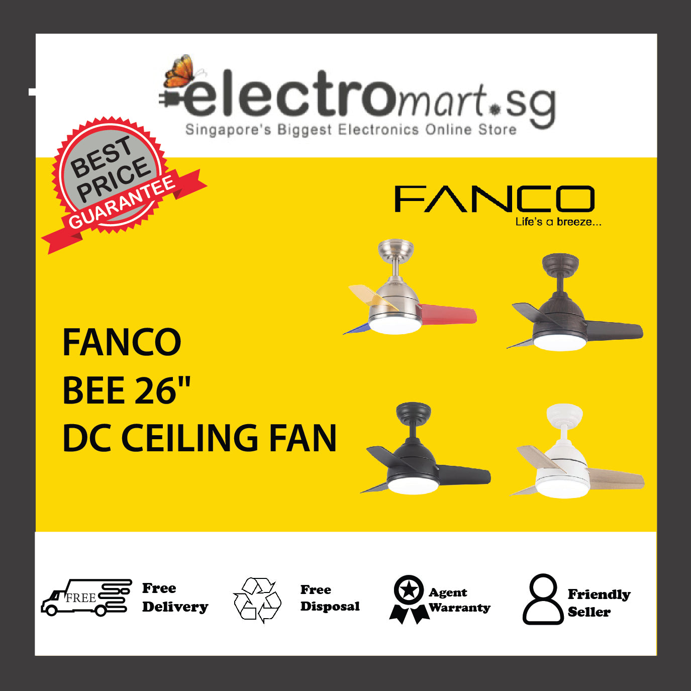 FANCO BEE 26" DC CEILING FAN