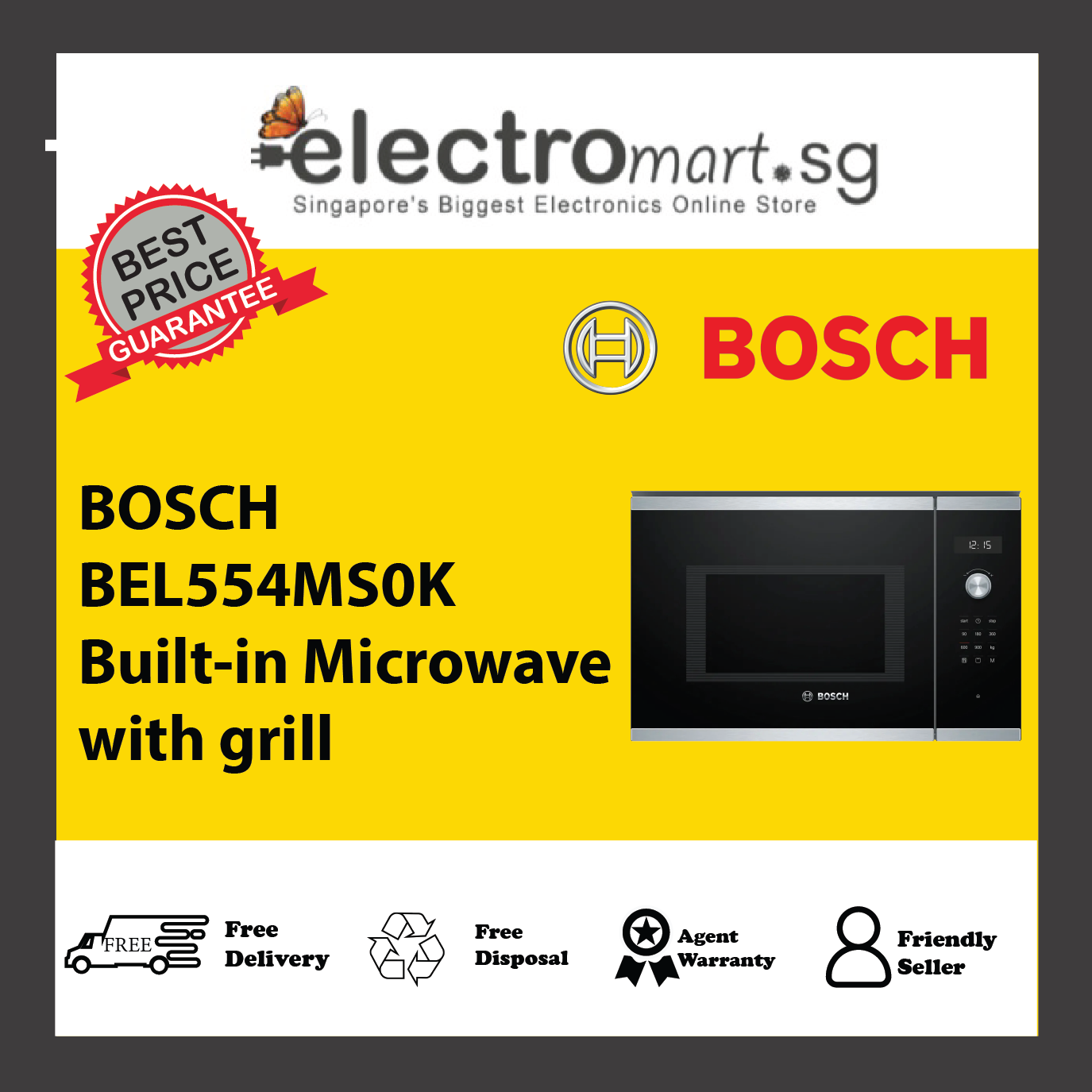 BOSCH BEL554MS0K Series 6 Built-In Microwave with grill 59 x 38cm